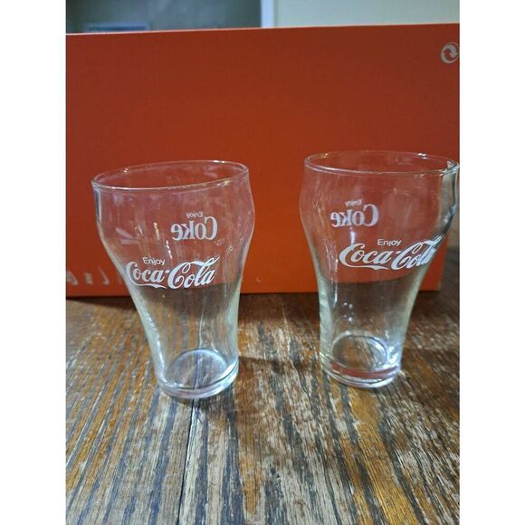 Vintage Set 2 Coca Cola Glasses Enjoy Coke Coca Cola - Picture 1 of 4
